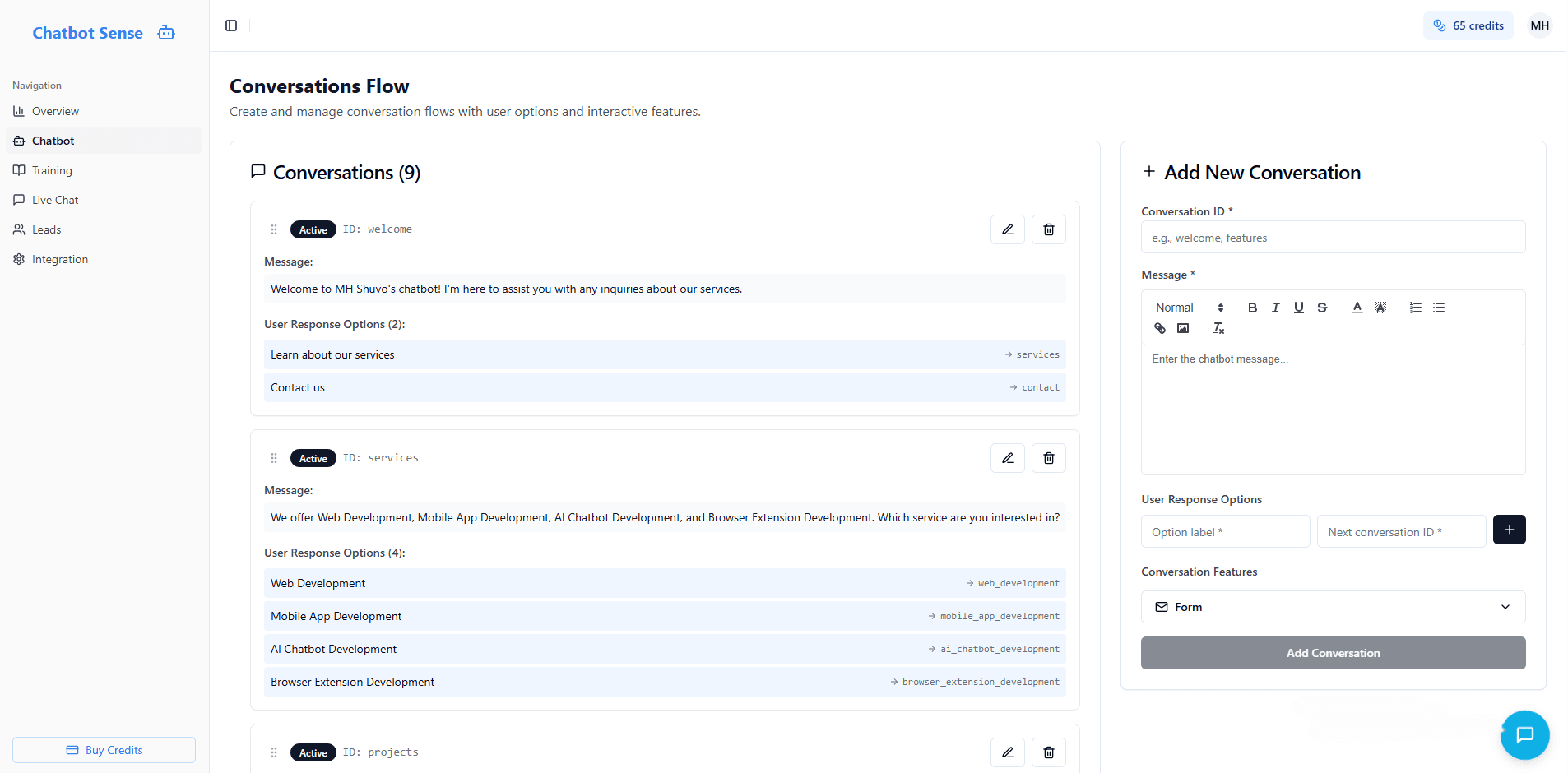 Conversation Flow page